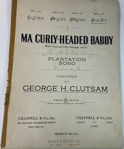 Ma Curly-Headed Babby (Plantation Song) George Clutsam w/ Violin and Cello Parts - Picture 1 of 5