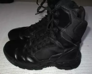 MAGNUM STEALTH FORCE MENS TOUGH BLACK LEATHER SECURITY BOOTS AUS 9 $139 VGC - Picture 1 of 5