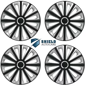 Wheel Trims 14" Hub Caps Trend RC BS Plastic Covers Set of 4 Black Silver R14 - Picture 1 of 3