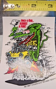 Calcomanía adhesiva Ed "Big Daddy" Roth Rat Fink Once A Fink Always 3x3,8" con licencia - Imagen 1 de 2