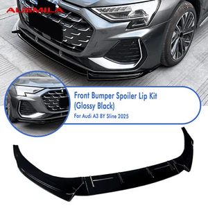 Car Front Bumper Lower Spoiler Splitter Lip Kit For Audi A3 8Y Sline 2025+ Black - Picture 1 of 9