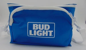 BUD LIGHT Blue Lunchbook Bag Removeable Adjustable Straps Zipper - Picture 1 of 7