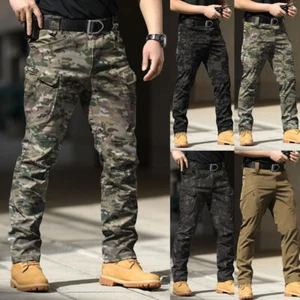 Pantaloni Uomo Cargo con Tasche Laterali Multitasche con Tasconi slim nuovo - Picture 1 of 24