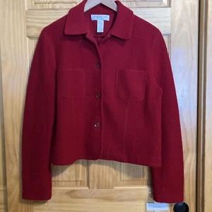 JONES NEW YORK ESSENTIALS 💯 Merino Wool Jacket M Red - Picture 1 of 3