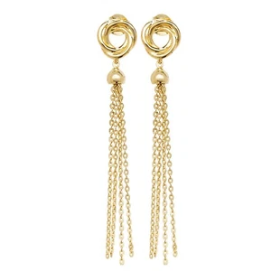 Loop And Chain Drop Earrings 9ct Yellow Gold 375 Hallmarked Brand New Boxed - Picture 1 of 3