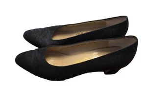 Salvatore Ferragamo Mujer Tacones de Cuero, Italia Negro Con Brillo Talla 7B - Imagen 1 de 8