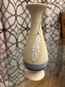 Native American Indian Pottery Vase Signed Blue Feather Design 6” Tall - Picture 1 of 18