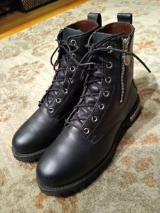 RED WING BLACK LEATHER SOFT TOE SIDE ZIP LACE UP MOTORCYCLE BOOTS #1668 WOMENS 9 - Picture 1 of 12