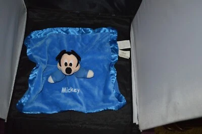 disney baby mickey mouse soft plush  blanket satin trim 13 x 13 Box B7 - Image 1 of 3