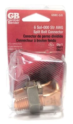 Conector de perno dividido Gardner Bender 6 Sol-000 Str AWG GSBC-3/0 Foto 1 de 3