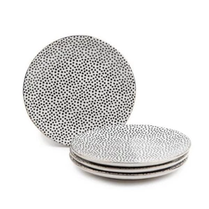 Thyme & Table Dinnerware Black & White Dot Stoneware Salad Round Plates, 4 Pac - Picture 1 of 6