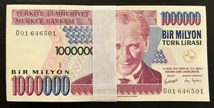 50000000 Turkey LIRA P-213 1970 x 50 UNC Turkish BUNDLE 1,000000 50 Million NOTE - Picture 1 of 7