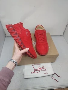 CHRISTIAN LOUBOUTIN Loubishark Red Low Top Mens Sneaker Size EU 43 US 10 Men NEW - Picture 1 of 9