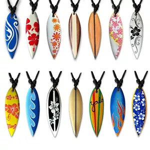 Surfer Kette Surfbrett handbemalt Holz Surfboard Halskette Anhänger HK30 - Bild 1 von 15
