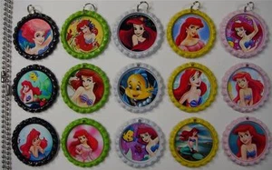 15 Little Mermaid Flat Special Color Bottle Cap Necklaces Set 1 - Picture 1 of 1