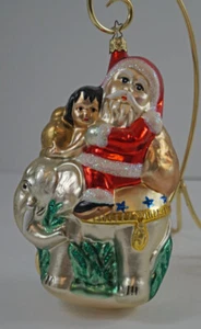 INGE GLAS SANTA RIDING ELEPHANT OVERSIZED GLASS CHRISTMAS BIRGIT'S ORNAMENT   #1 - Picture 1 of 5