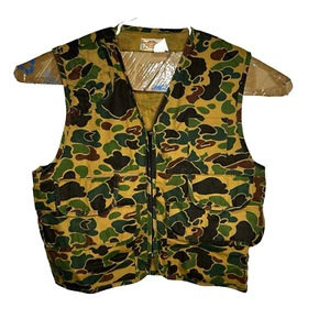 Vtg Mens Saftbak Camo Padded vest Duck Hunting Outdoors Utility Size XL Cotton - Picture 1 of 7