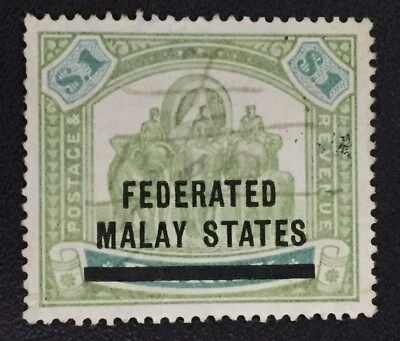 MALAYA FEDERATED MALAY STATES FMS opt PERAK Elephant 1900 $1 USADO SG#11 M3350 - Imagem 1 de 3