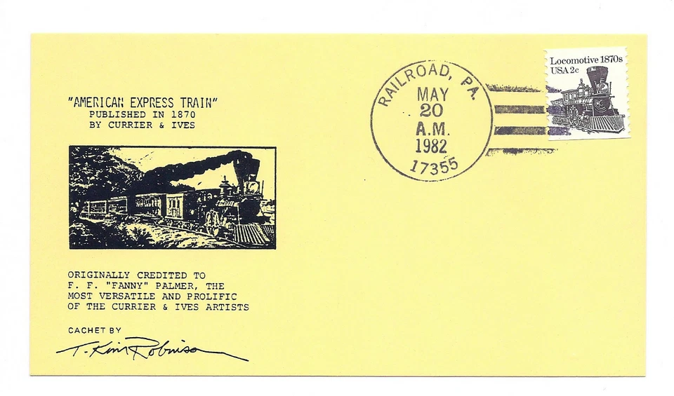 1897A 2c Locomotive 1870s T Kim Robinson unofficial Railroad, PA, FDC  - Image 1 of 1