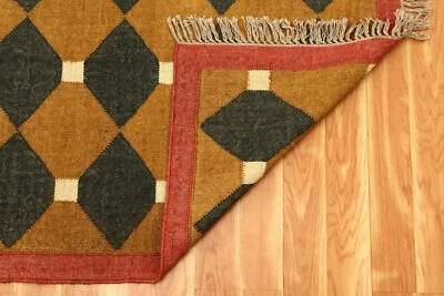 Handwoven Wool Jute Kilim Large Area Rug Living Room Rug 6x9 Ft. - Image 1 of 4