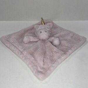K Luxe Pink Unicorn Baby Blanket Lovey Gold Horn Gray Eyes Security Blanket