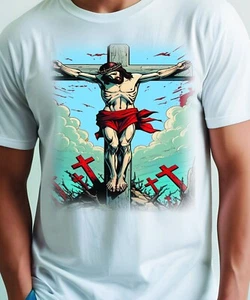 Camiseta Jesucristo en la Cruz Pascua Cristiano Católico Dios Religioso - Imagen 1 de 3