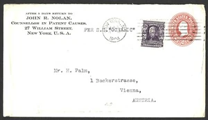 UNITED STATES 1904 EMBOSSED 2c + 3c COVER NEW YORK TO AUSTRIA - Picture 1 of 2