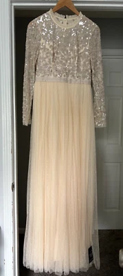 Maxi Vestido Aguja e Hilo Tempest Corpiño Champagne EE. UU. 6 UK 10 Foto 1 de 4