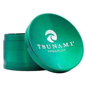 4-Piece Tsunami Premium 100mm Sunken Top Dry Herb Grinder, Green - Picture 1 of 4