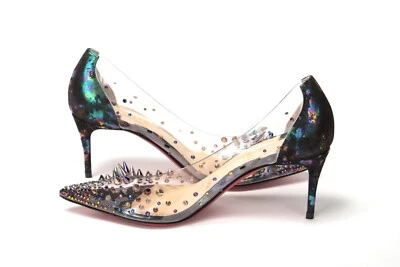 Christian Louboutin Tacones Altos Perlados Mujer Negro Pvc Picos Punta Foto 1 de 4