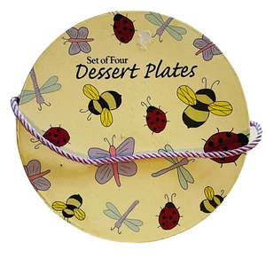 Pai 4er Set Dessertteller 3D Marienkäfer Libelle Hummel Schmetterling NEU - Bild 1 von 8