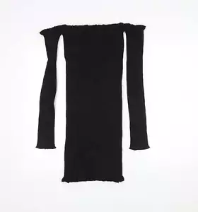 PRETTYLITTLETHING Womens Black Boat Neck Acrylic Blend Jumper Size 12 - Picture 1 of 12
