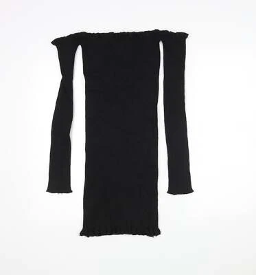 PRETTYLITTLETHING Womens Black Boat Neck Acrylic Blend Jumper Size 12 - Image 1 of 4