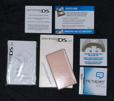 Nintendo DS Lite Pink W/ Box Stylus Paperwork Battery & Charger, Has Scratches - Image 1 of 4