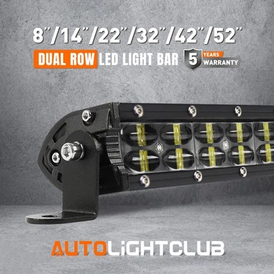 22"/32"/42"/52" Dual-Row Led Light Bar Flood Spot Offroad Driving Truck SUV 4x4 - Image 1 of 4