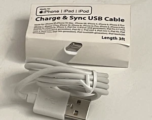 Original Apple 3 ft Cord USB 2.0 A to Lightning Charging Cable Only - White - Picture 1 of 9