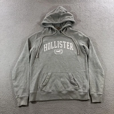 复古 Hollister 连帽衫女式 S 灰色运动衫套衫羊毛袋鼠口袋 — 第 1/4 张图片