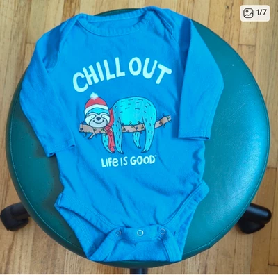 Life Is Good Longsleeve Bodysuit For Baby, Christmas Sloth, 0-3mo - Image 1 of 4