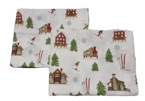Set of 2 Ski Resort Theme Pillowcases 20 X 30 Standard/queen - Picture 1 of 4