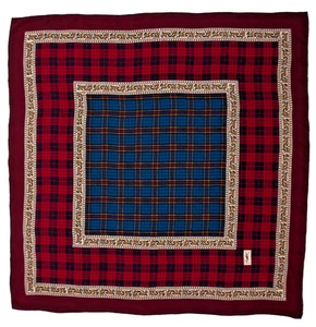 YSL Yves Saint Laurent Large Square Printed Blue & Red Scarf Excellent Condition - Picture 1 of 3