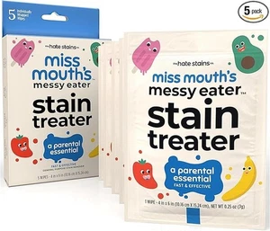 Salviette Miss Mouth’s Messy Eater Stain Treater - Confezione da 5 | Macchia Neonato e Neonato UK - Foto 1 di 9