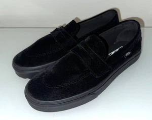 Nuevo Auténtico Para Hombres Vans Corte Bajo Mocasines Gamuza Cuero Zapatos Negro Talla 9.5 - Imagen 1 de 7