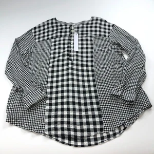 Jane And Delancey Anthropologie NEW Large Peasant Blouse Button Pullover Black - Picture 1 of 11