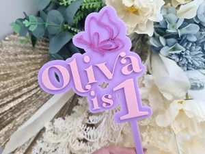 Butterfly Birthday Cake Topper – Elegant Double Layer Design - Picture 1 of 5