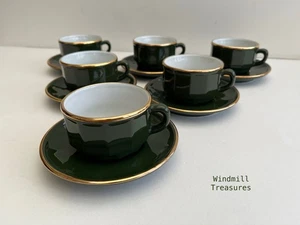6 Vintage APILCO GRÜN GOLD KAFFEETASSEN & UNTERTASSEN - TOP ZUSTAND - Bild 1 von 11