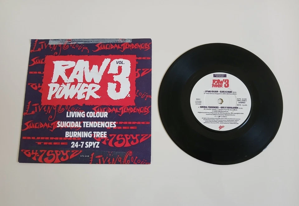 RAW POWER 3 LIVING COLOUR  SUICIDAL TENDENCIES VINYL 7" SINGLE  DISC NEAR MINT Foto 1 de 1