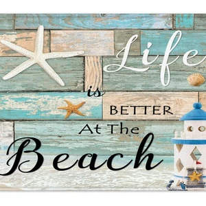 Mat for Beach Lighthouse Bath Doormat Blue Retro Rug Bathroom Starfish ✨  - Picture 1 of 9