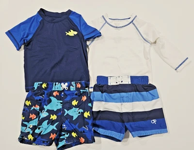 OP Ocean Pacific Baby Boy Swimwear Lot – 12M – 2 Rash Guard Sets – Sharks &... - Image 1 of 4