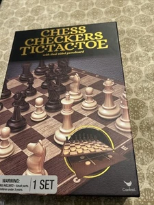 Cardinal Chess Checkers Tic-Tac-Toe Game Set with Dual-Sided Gameboard Complete - Picture 1 of 5