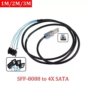 1-3m Mini SAS SFF-8088 26Pin to 4 SATA 7PIN HD Splitter Breakout Cable Connector - Picture 1 of 13